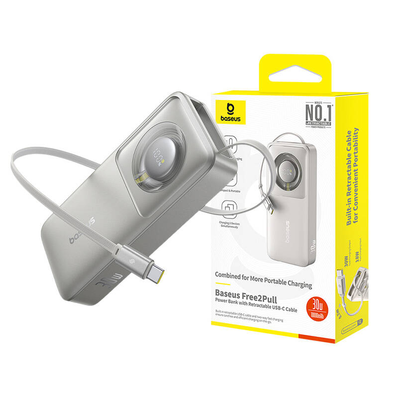 PowerBank Baseus OS Free2Pull 10000mah 30W +kabel (siva)
