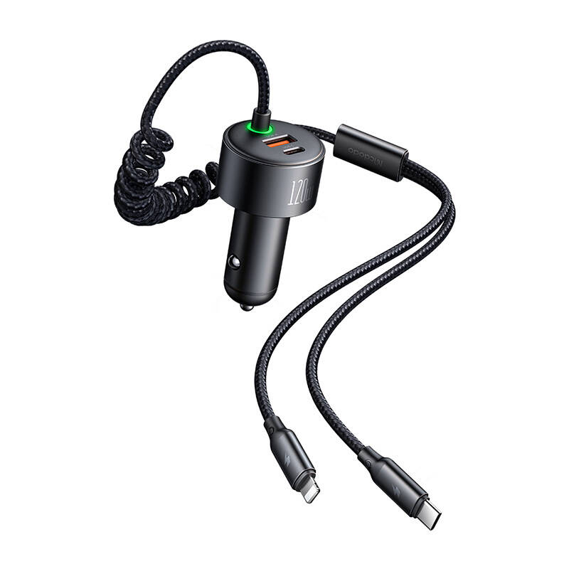 McDodo CC-0370 punjač automobila, USB-C, Lightning, 120W, uvlačivi kabeli