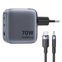 GAN VENTENS USB-C+C+A 70W punjač+USB-C-C kabel 1M (siva)