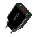 C0028 2*USB-A mrežni punjač s zaslonom (crni)