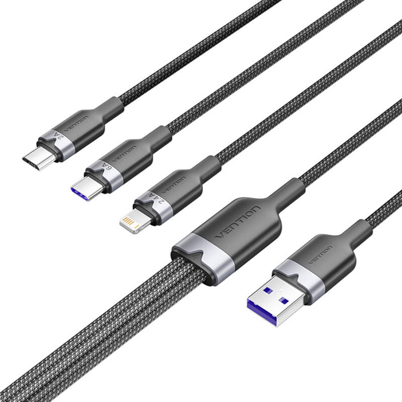 USB 2,0 A do 3-u-1 6A kabelska opcija ctrbg 1,5m (crno)