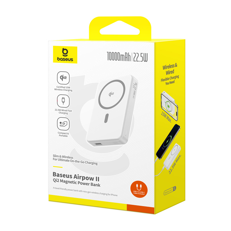 Baseus AirPow2 Qi2 Magnetska PowerBank 10000mah 22.5W (bijela)