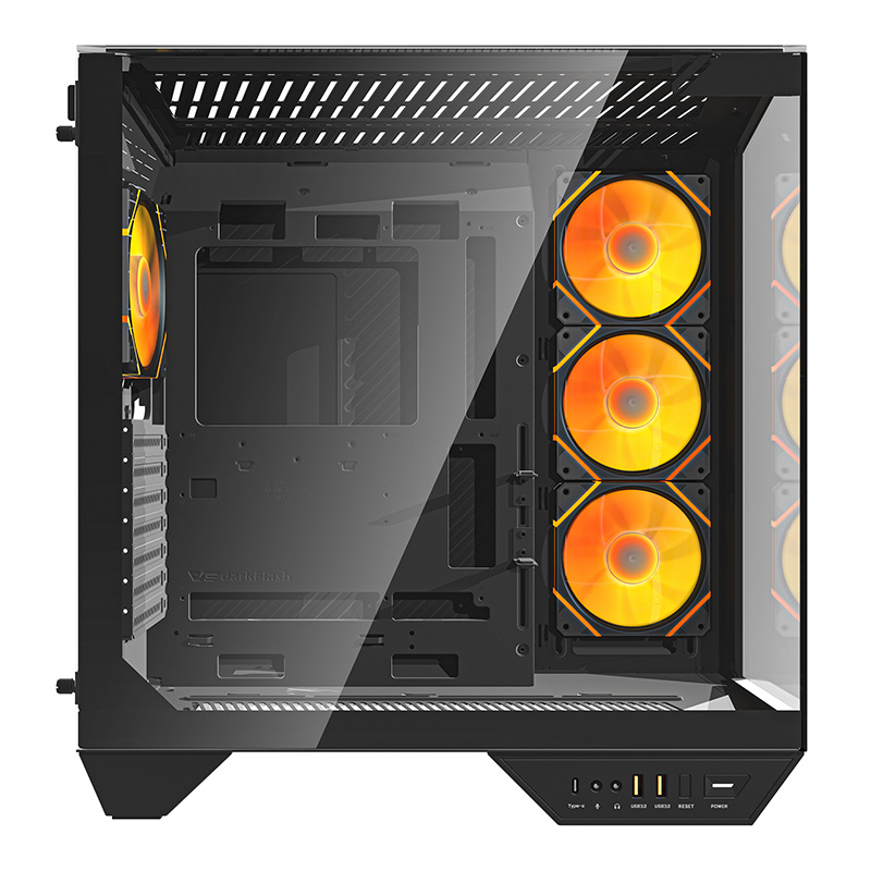 Darkflash DY470 računalna futrola (crna) + 4 ventilatora + GPU nosač