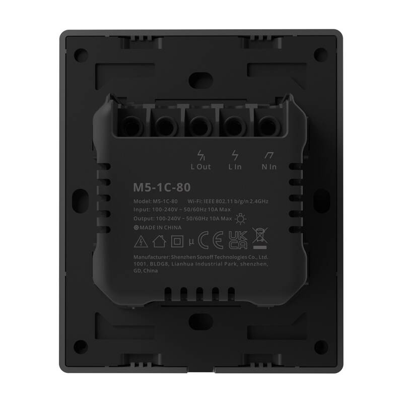 Smart WiFi zidni prekidač Sonoff M5-1C-80 (1-kanal, za okvir, grafit)
