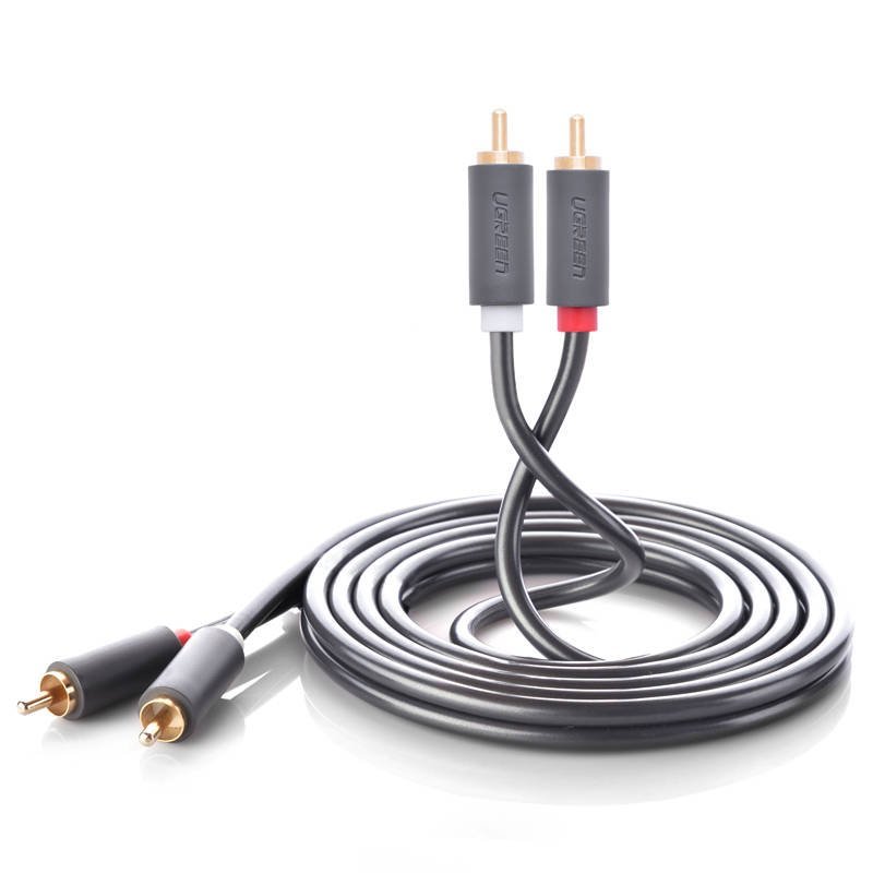 2RCA (činč) na 2RCA (činč) kabel UGREEN 5m (crni)