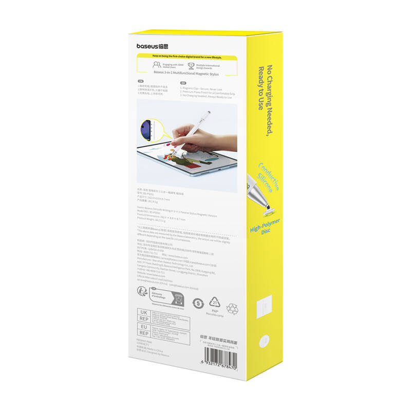 Baseus Smooth Writing III Magnetic Stylus 3in1 (bijelo)