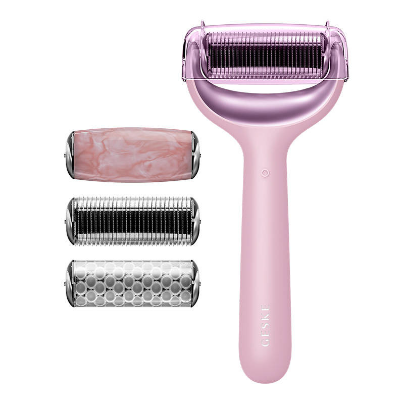 Microneedle Face & Body Roller 9in1 Geske s aplikacijom (ružičasto)