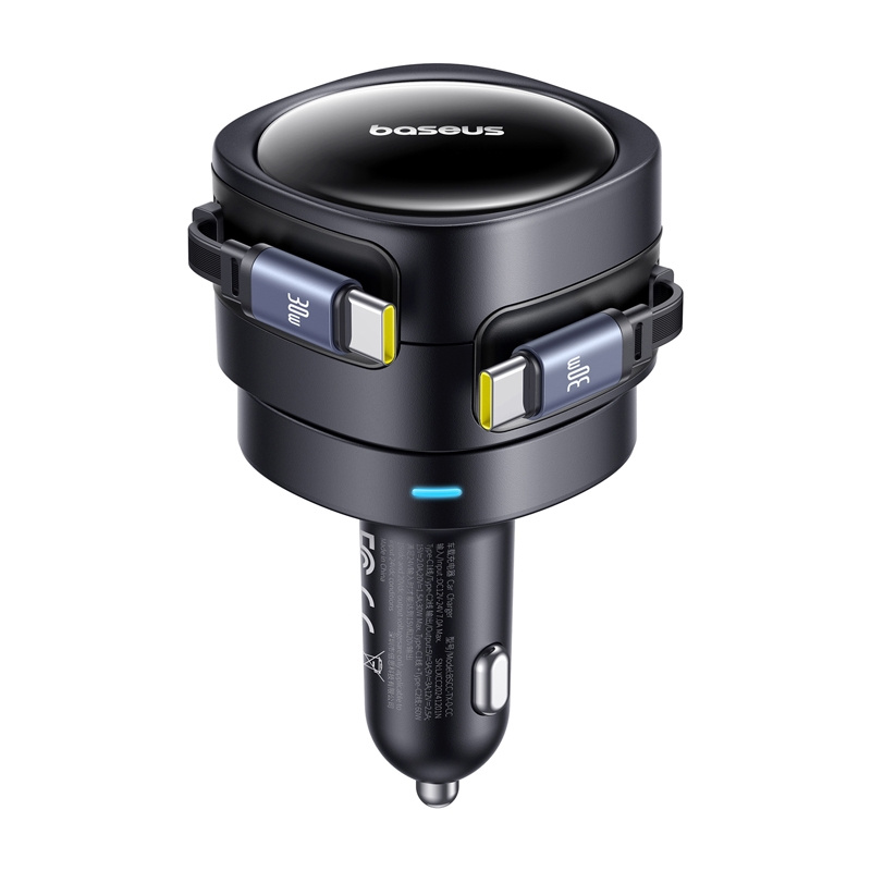 Baseus uživanje max punjača automobila s USB-C+USB-C kablovima 60W crni