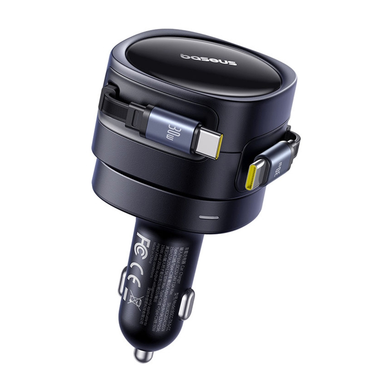 Baseus uživanje max punjača automobila s USB-C+USB-C kablovima 60W crni