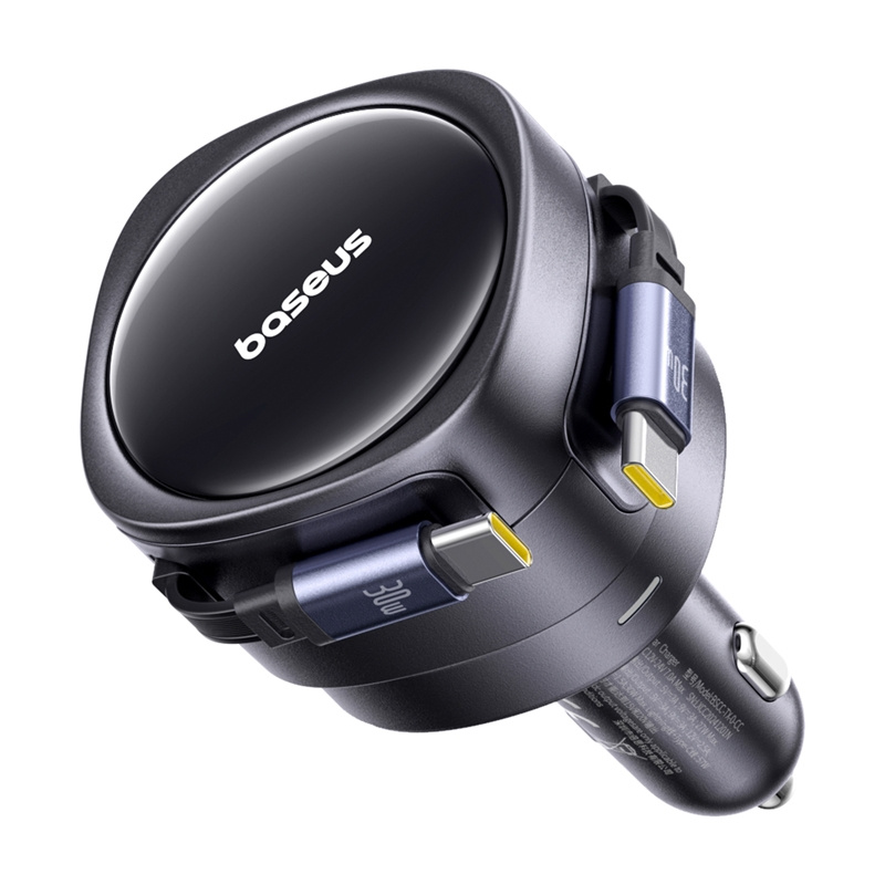 Baseus uživanje max punjača automobila s USB-C+USB-C kablovima 60W crni