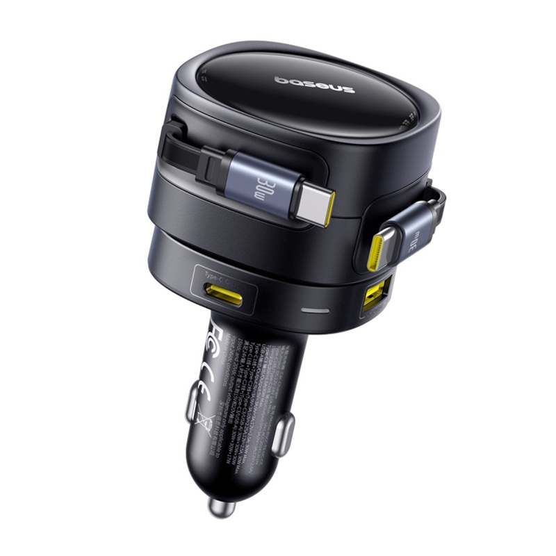 Baseus uživanje Max punjača automobila s USB-C+USB-C kablovima i USB-A+USB-C portovima 90W crni