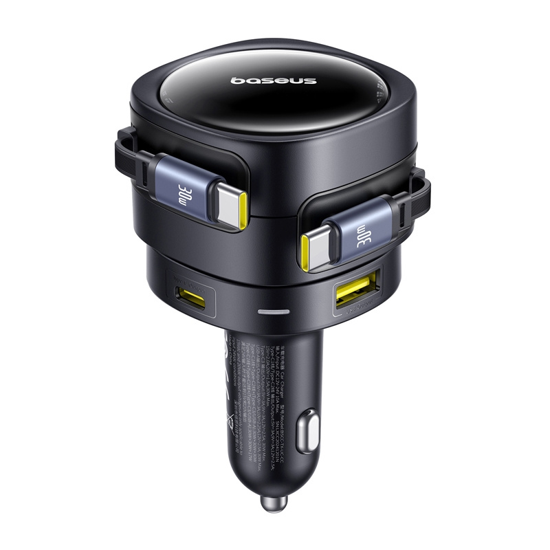 Baseus uživanje Max punjača automobila s USB-C+USB-C kablovima i USB-A+USB-C portovima 90W crni