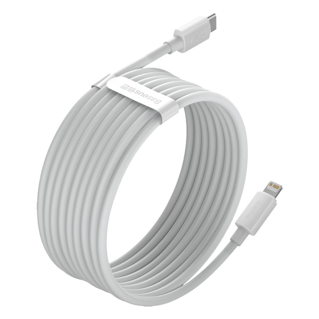 Baseus Simple Wisdom Data Cable Kit USB-C to Lightning PD 20W (2PCS/Set) 1.5m bijeli