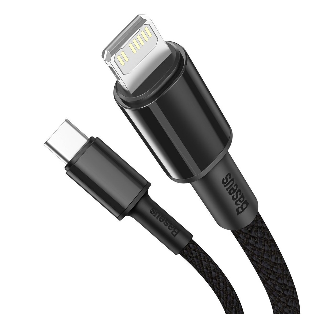 Baseus pleteni kabel visoke gustoće Type-C na Lightning, PD, 20 W, 1 m (crni)