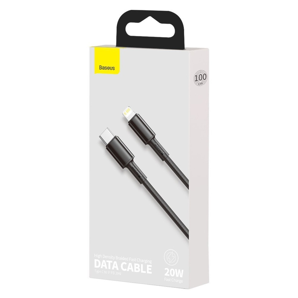 Baseus pleteni kabel visoke gustoće Type-C na Lightning, PD, 20 W, 1 m (crni)