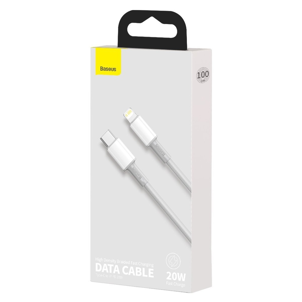 Baseus pleteni kabel visoke gustoće Type-C na Lightning, PD, 20 W, 1 m (bijeli)