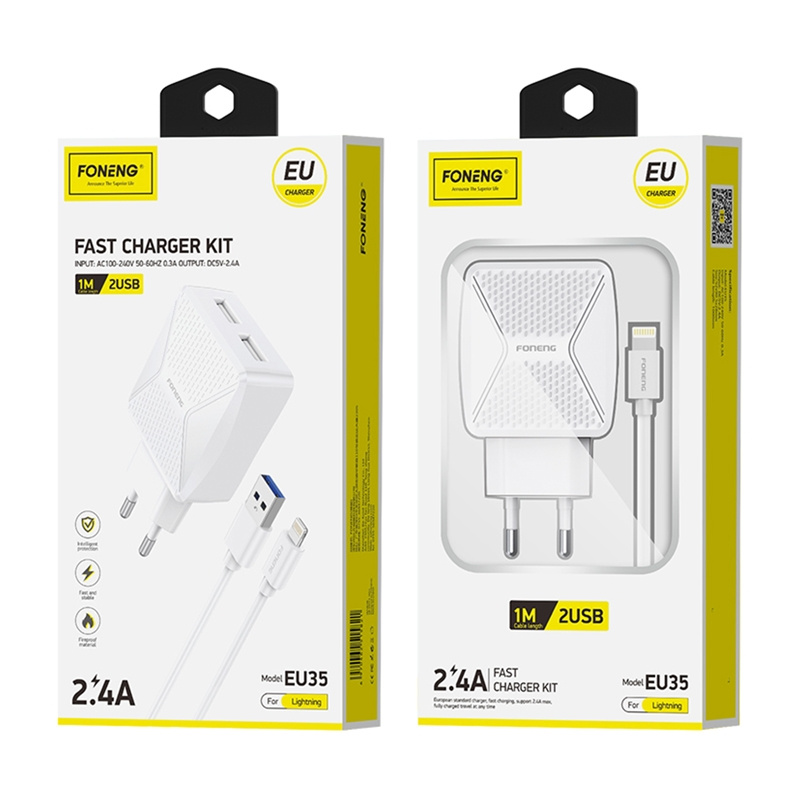 GAN FONENG EU50 punjač, 35W 2X USB-C TIPE-C do munje (bijelo)