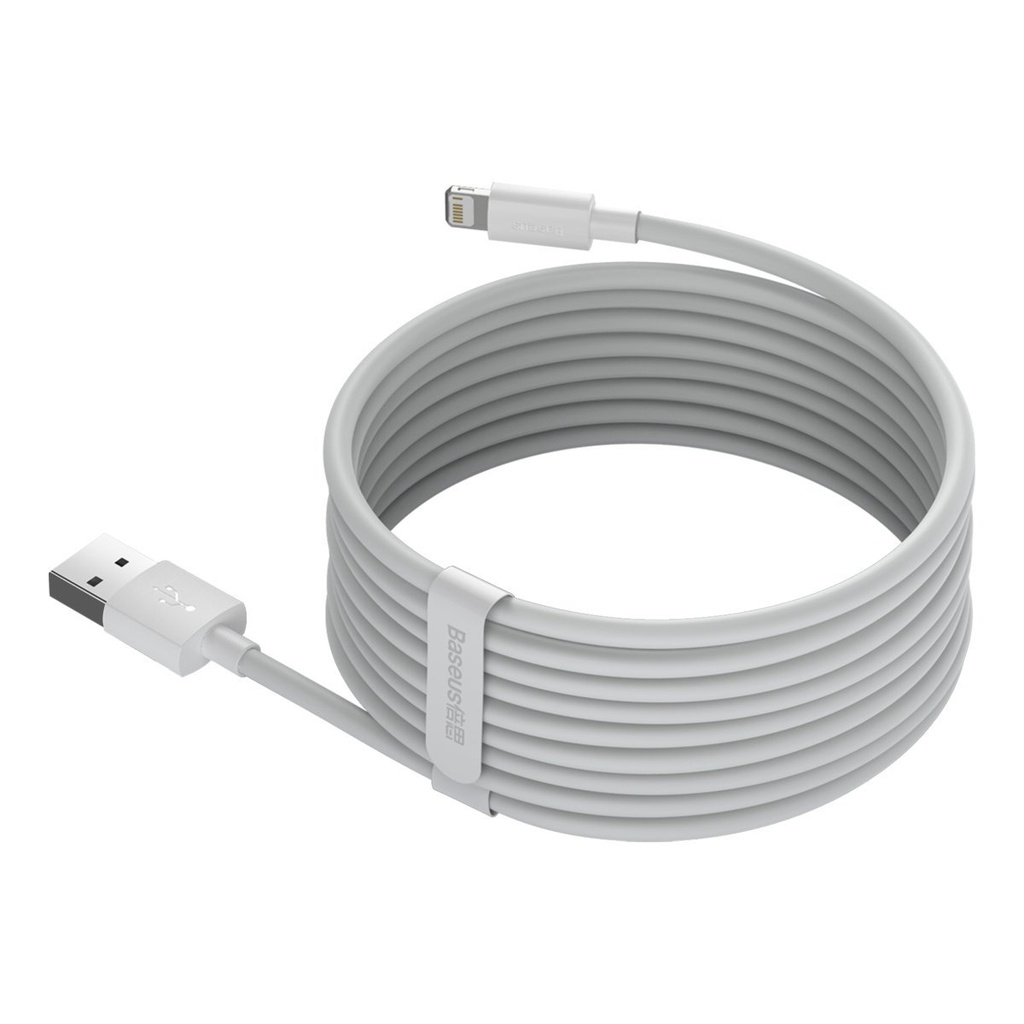 Baseus Simple Wisdom Data Cable Kit USB to Lightning 2.4A (2PCS/Set）1.5m White