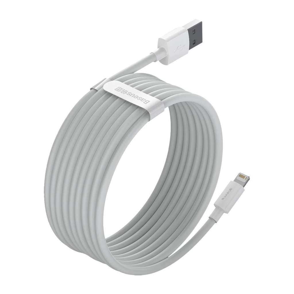 Baseus Simple Wisdom Data Cable Kit USB to Lightning 2.4A (2PCS/Set）1.5m White