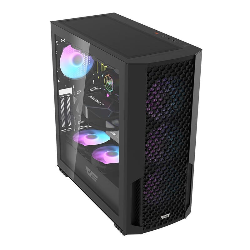 Računalni slučaj DarkFlash DF2100 + 4 ArgB obožavatelji (crni)