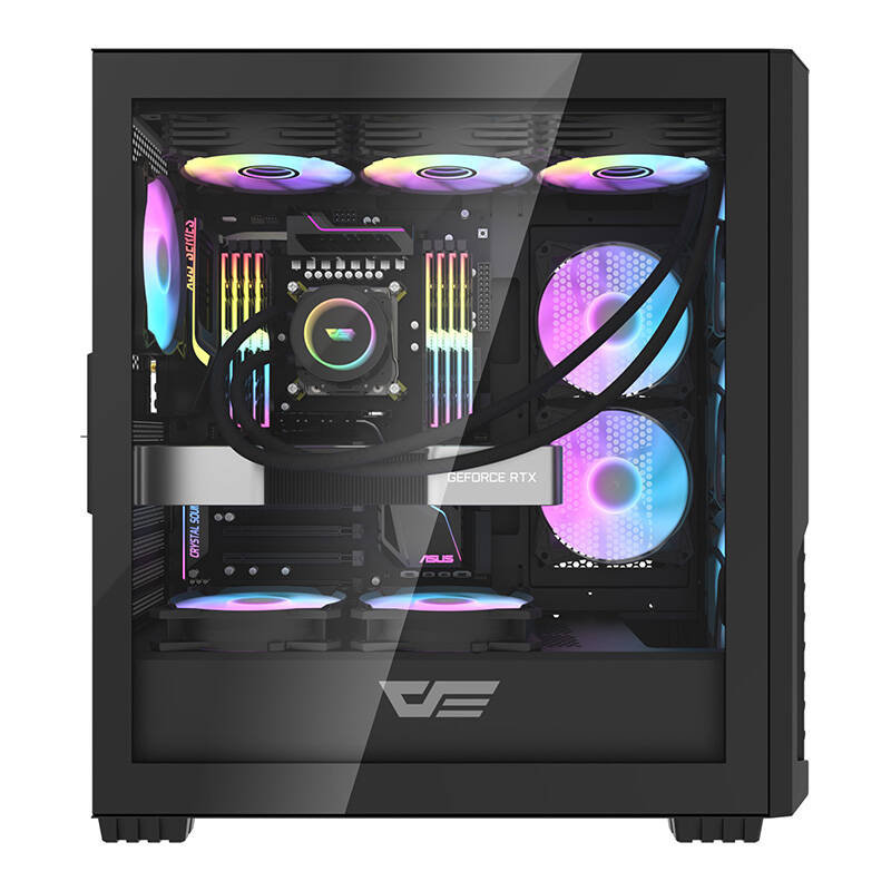 Računalni slučaj DarkFlash DF2100 + 4 ArgB obožavatelji (crni)