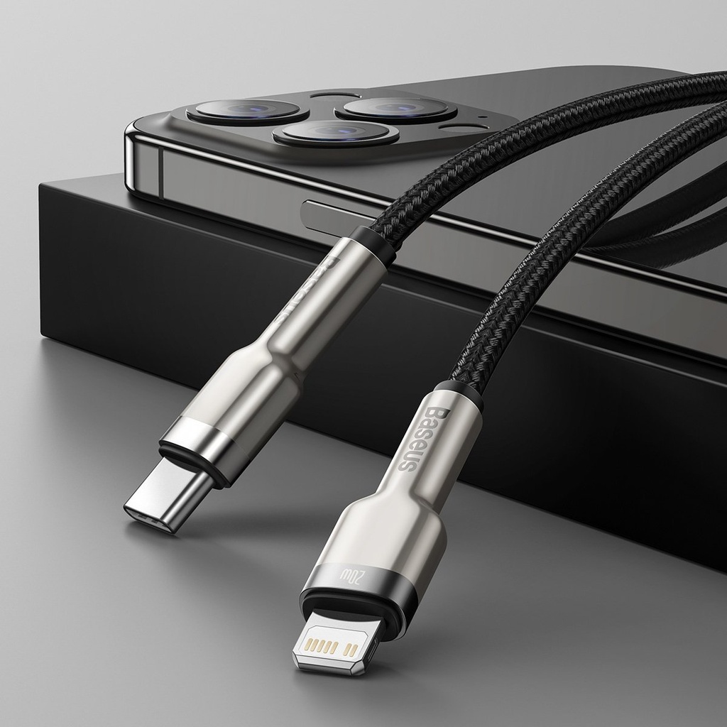 USB-C kabel za Lightning Baseus Cafule, PD, 20W, 1m (crni)