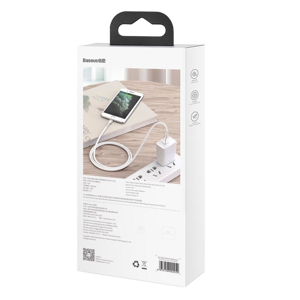 USB kabel za Lightning Baseus Cafule, 2.4A, 1m (bijeli)