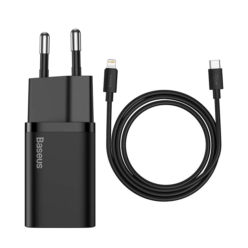 Baseus Super Si Quick Charger 1C 20W s USB-C kabelom za Lightning 1m (crni)