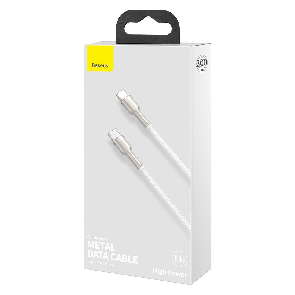 Kabel USB-C na USB-C Baseus Cafule, 100W, 2m (bijeli)