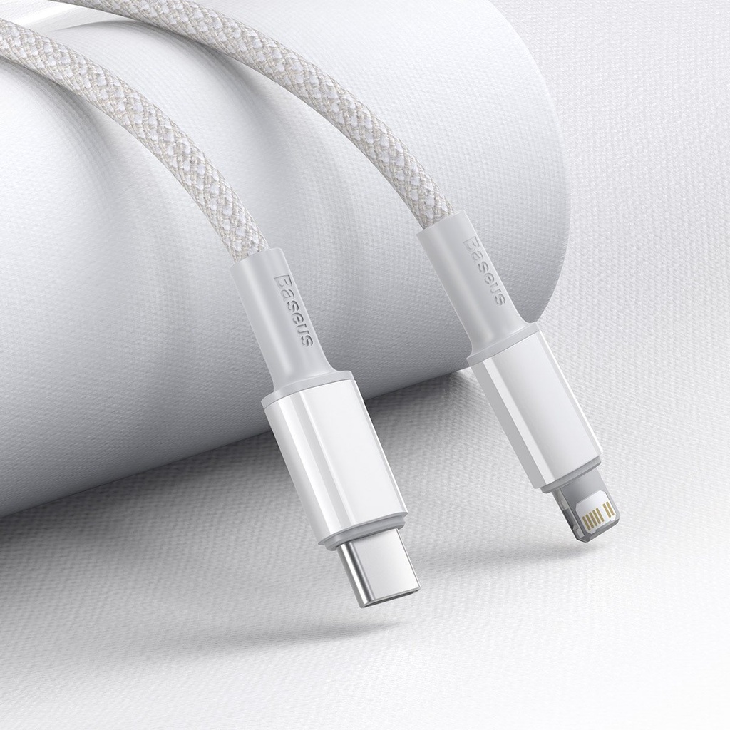 USB-C na Lightning Baseus pleteni kabel visoke gustoće, 20 W, PD, 2 m (bijeli)