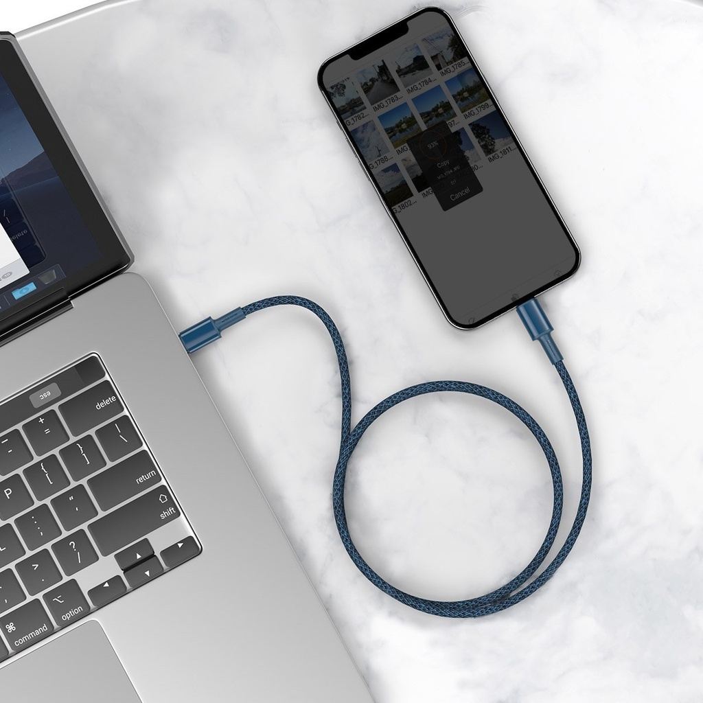 Baseus pleteni kabel visoke gustoće Type-C na Lightning, PD, 20 W, 2 m (plavi)