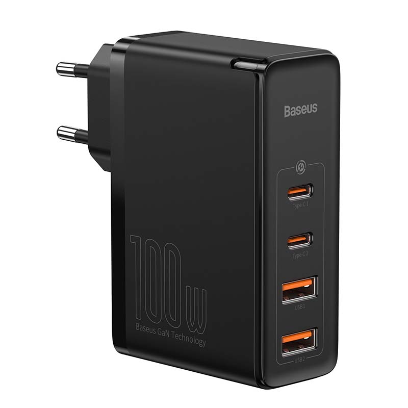 Putni punjač Baseus GaN2 Pro Quick 2x USB + 2x USB-C, 100 W, EU (crni)