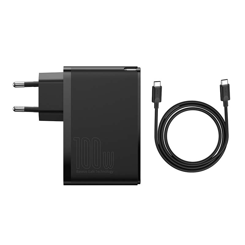 Putni punjač Baseus GaN2 Pro Quick 2x USB + 2x USB-C, 100 W, EU (crni)