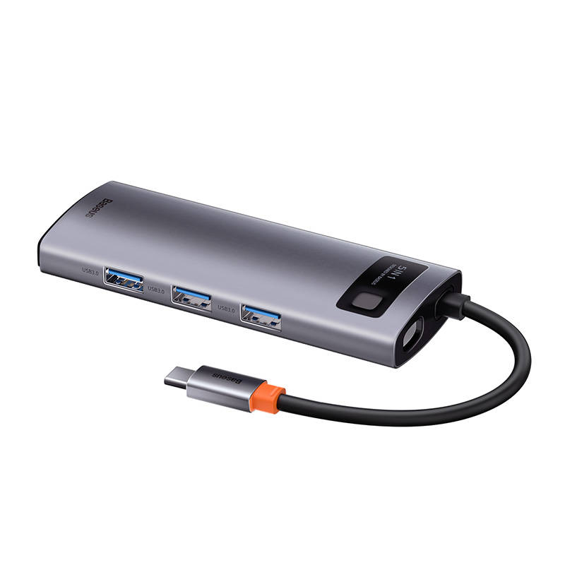 Hub 5u1 Baseus Metal Gleam Series, USB-C do 3x USB 3.0 + HDMI + USB-C PD