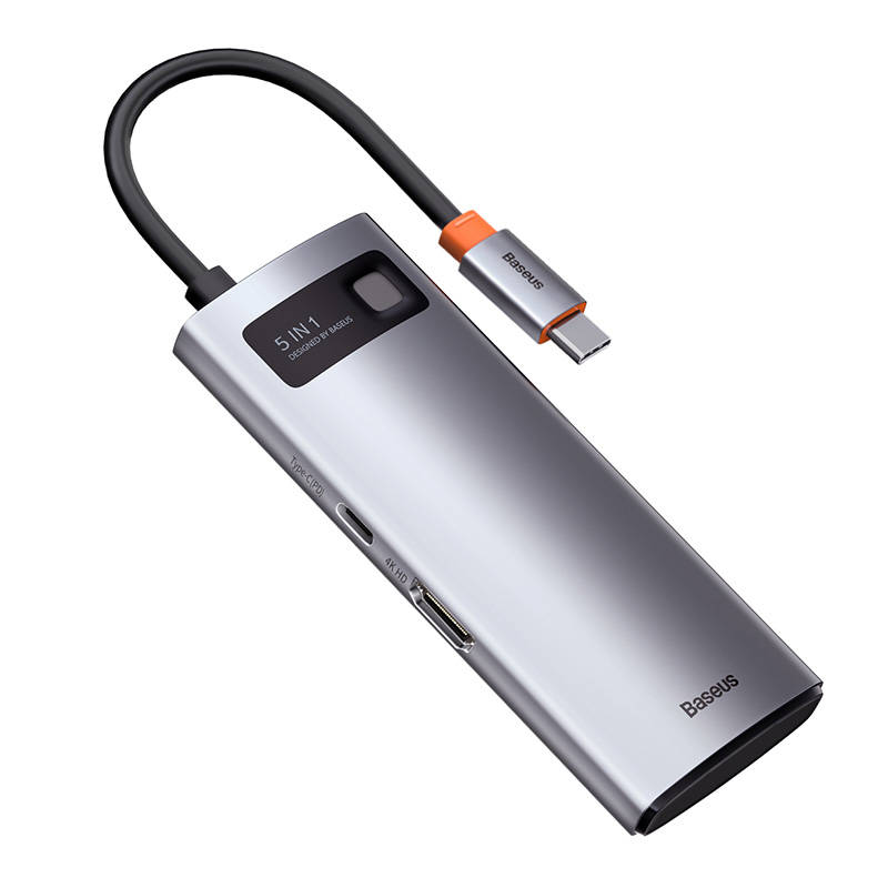 Hub 5u1 Baseus Metal Gleam Series, USB-C do 3x USB 3.0 + HDMI + USB-C PD