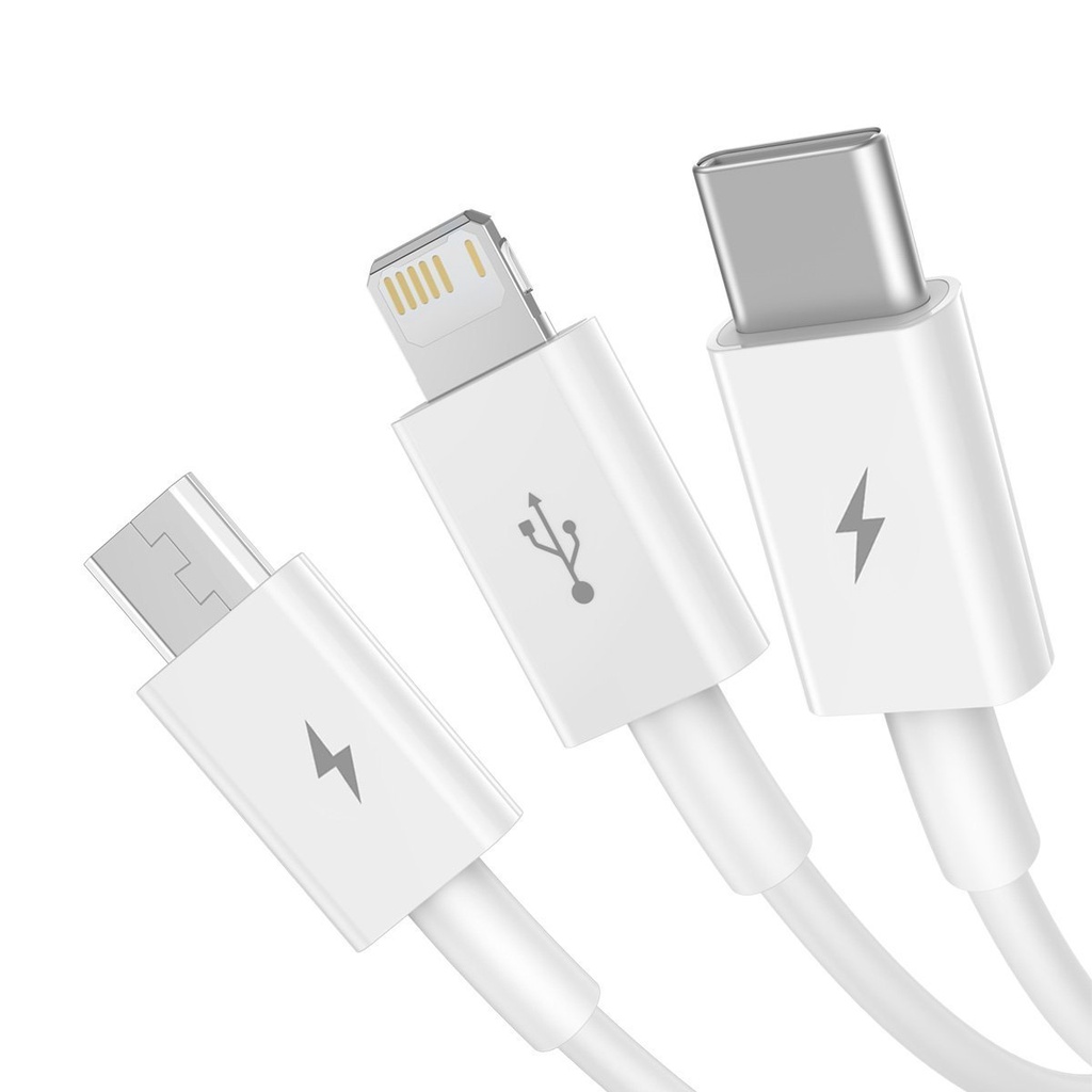 USB kabel 3u1 Baseus Superior Series, USB na mikro USB / USB-C / Lightning, 3.5A, 1.2m (bijeli)