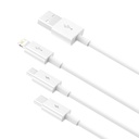 USB kabel 3u1 Baseus Superior Series, USB na mikro USB / USB-C / Lightning, 3.5A, 1.2m (bijeli)