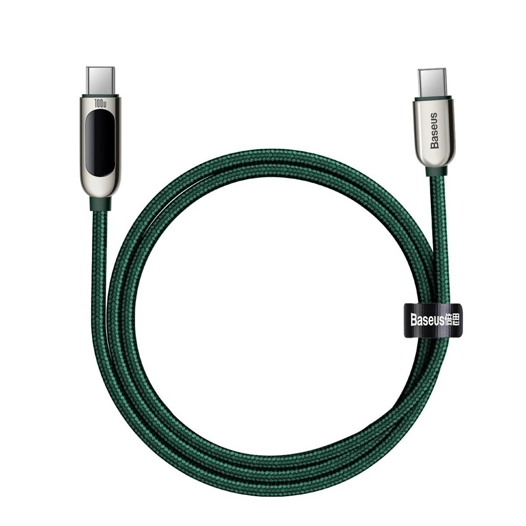 Baseus zaslonski kabel USB-C na USB-C 100W 1m (zeleni)