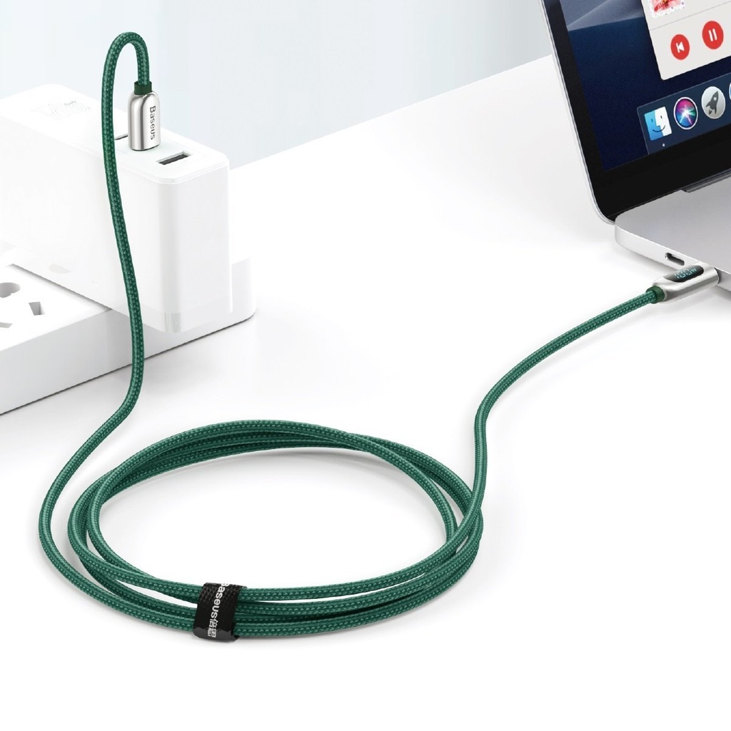 Baseus zaslonski kabel USB-C na USB-C 100W 1m (zeleni)