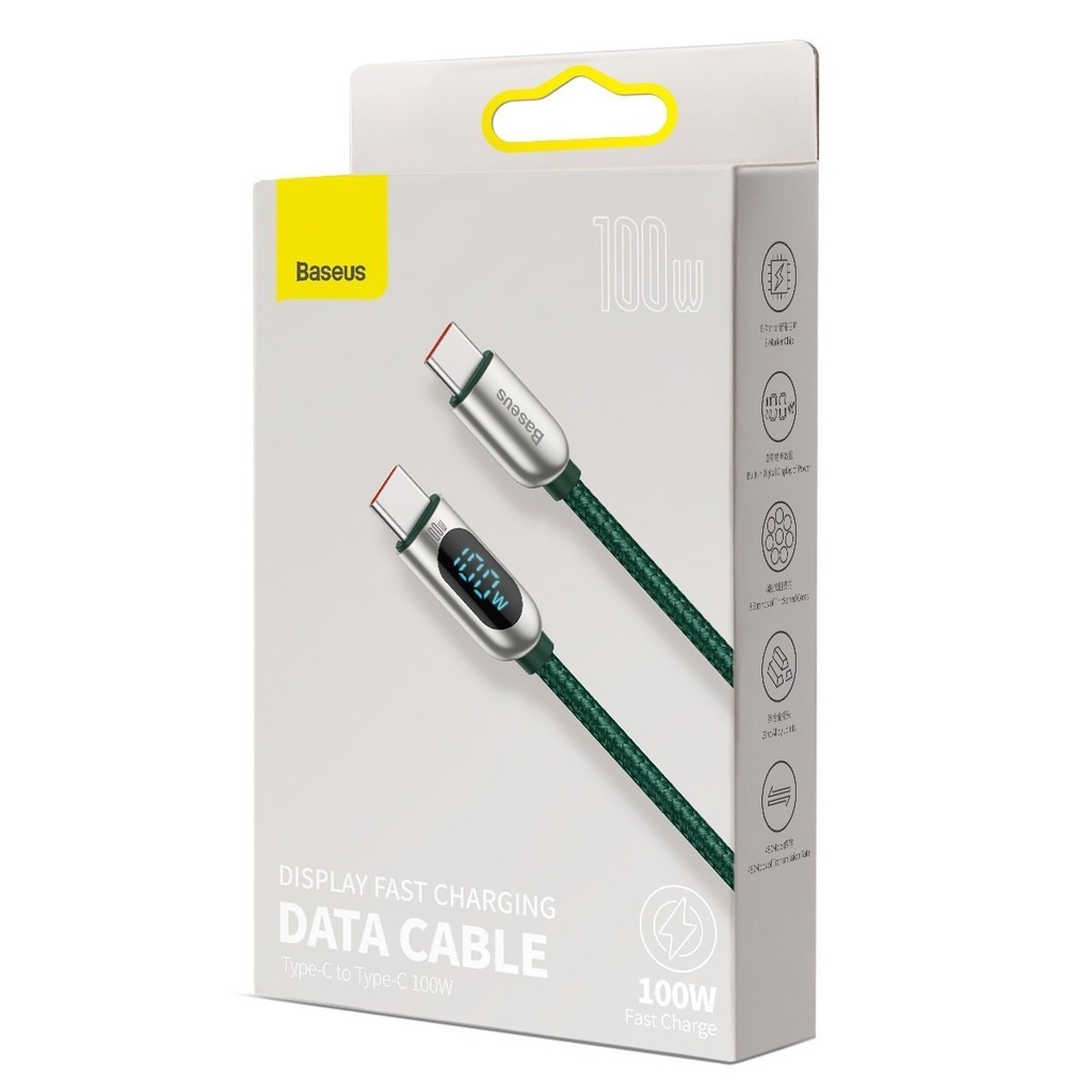 Baseus zaslonski kabel USB-C na USB-C 100W 1m (zeleni)