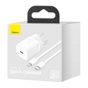 Baseus Super Si Quick Charger 1C 20W s USB-C kabelom za Lightning 1m (bijeli)