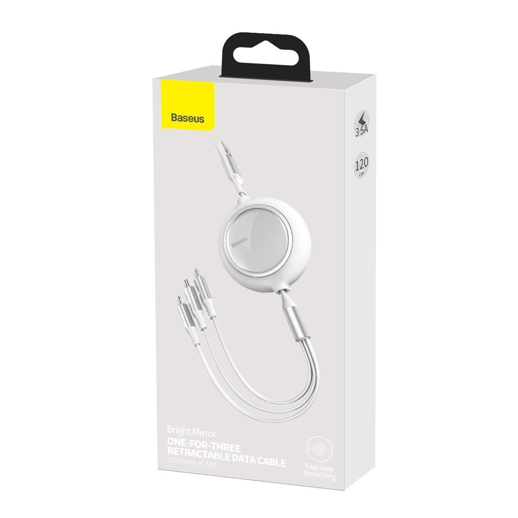 Baseus Bright Mirror 3-u-1 kabel USB za M+L+T 3.5A 1.2m (bijeli)