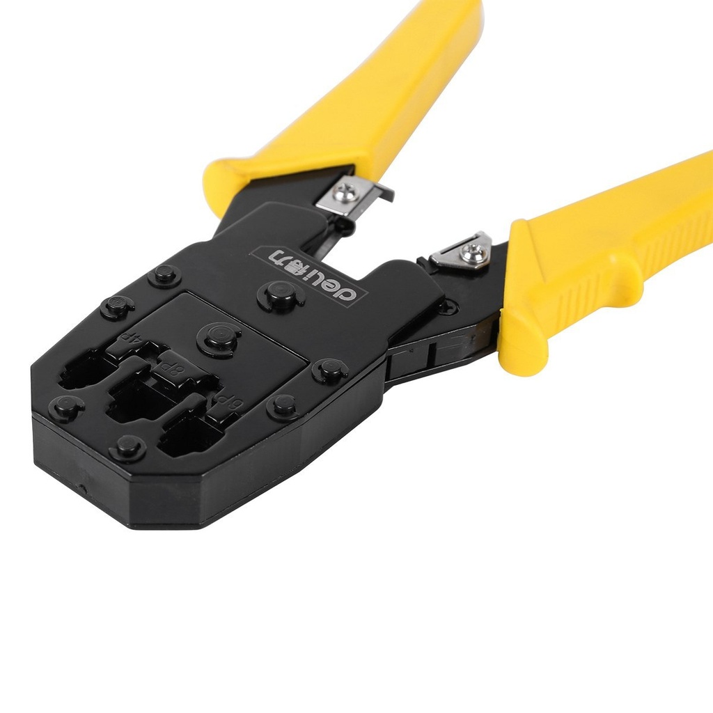 Ethernet Crimper 4/6/8P RJ45/RJ14/RJ12/RJ9 Deli Tools EDL2468 (žuto)