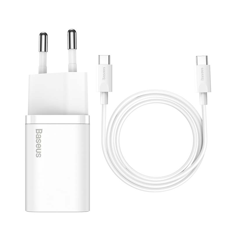 Baseus Super Si Quick Charger 1C 25W s USB-C kabelom za USB-C 1m (bijeli)