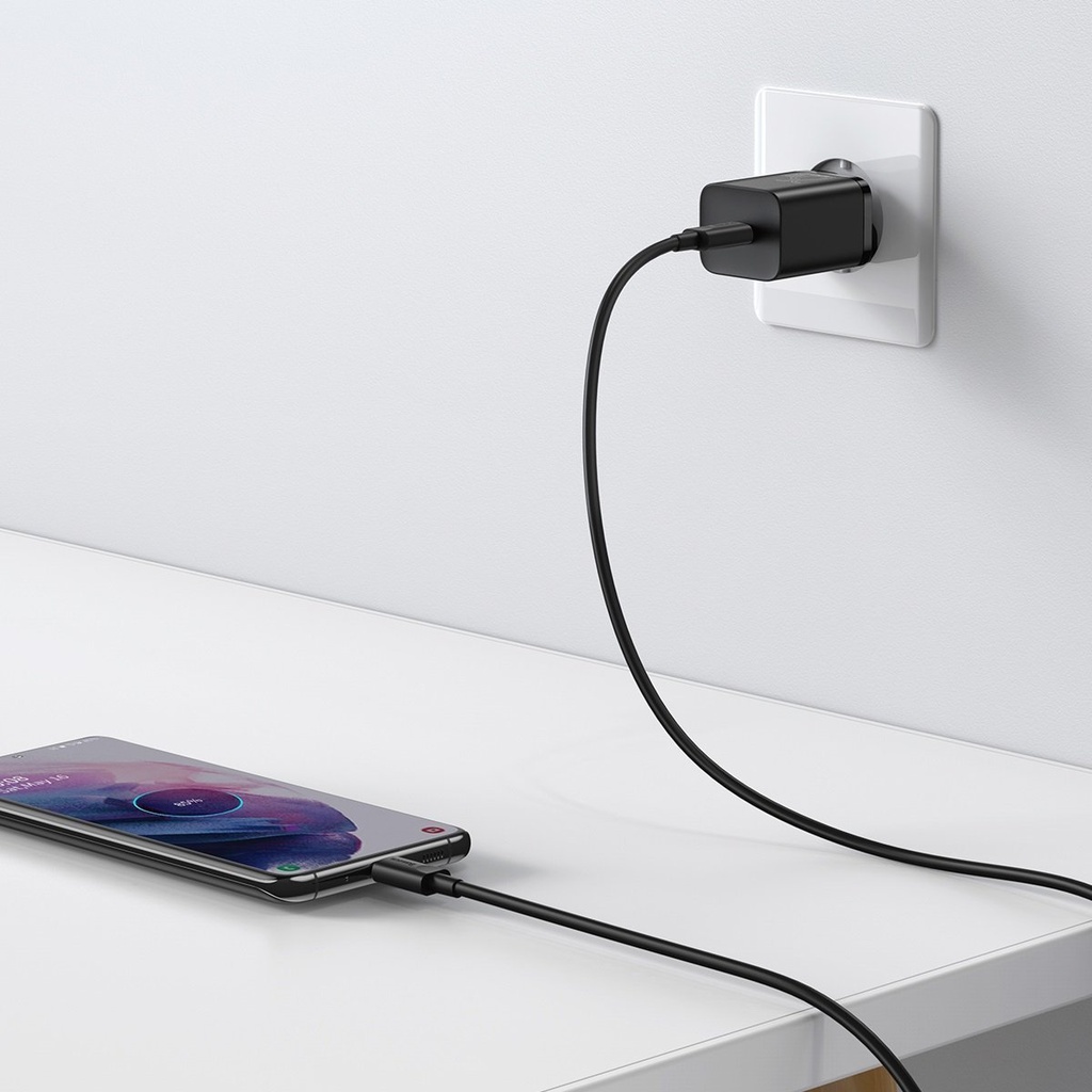 Baseus Super Si Quick Charger 1C 25W s USB-C kabelom za USB-C 1m (crni)