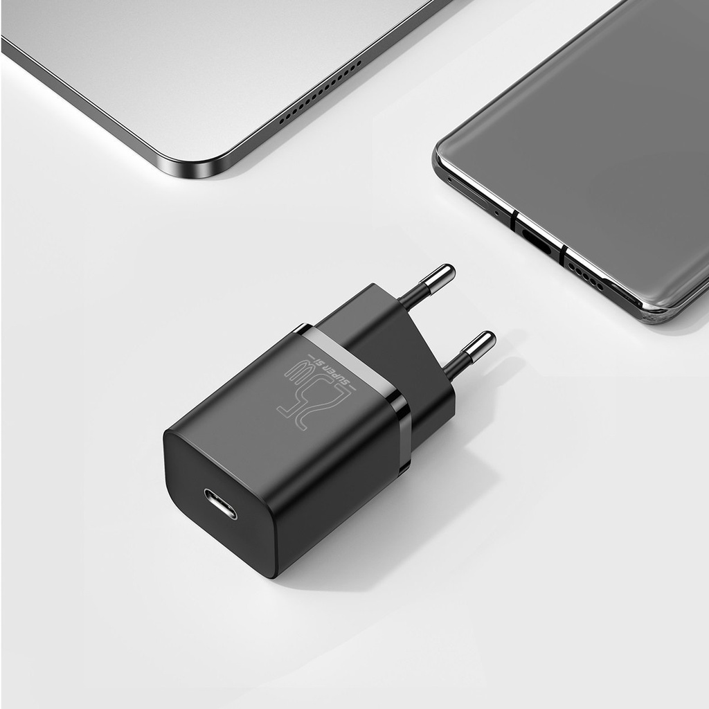 Baseus Super Si Quick Charger 1C 25W s USB-C kabelom za USB-C 1m (crni)