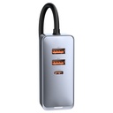 Auto punjač Baseus Share Together s produžnim kabelom, 3x USB, USB-C, 120W (siv)