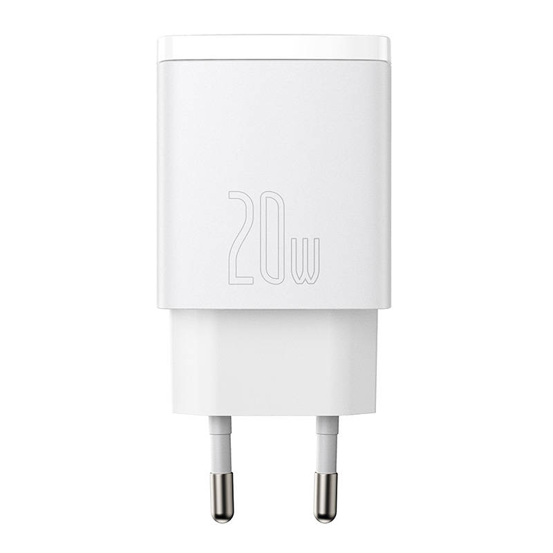 Baseus kompaktni brzi punjač, ​​USB, USB-C, 20W (bijeli)