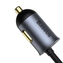 Auto punjač Baseus Share Together s produžnim kabelom, 2x USB, 2x USB-C, 120W (sivo)