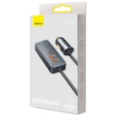 Auto punjač Baseus Share Together s produžnim kabelom, 2x USB, 2x USB-C, 120W (sivo)